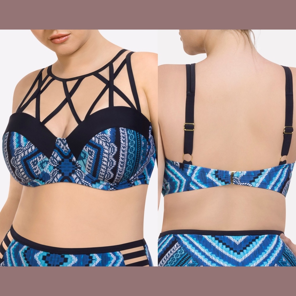 NWT Paramour‎ Strappy Printed Bralettte Bikini Top [SZ 3X ]